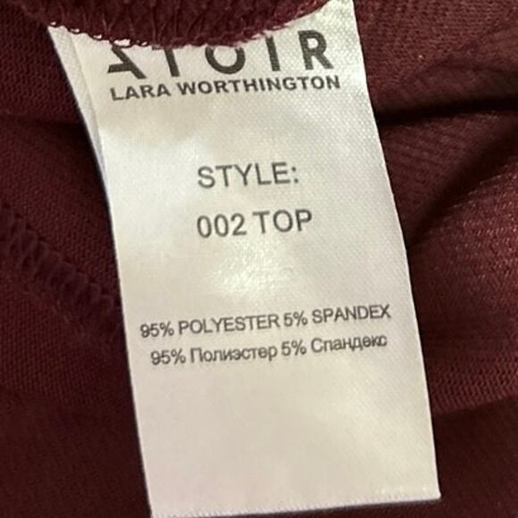 Atoir Women's Red Mock Neck Patchwork Sheer Mesh Stretch Long Sleeve Top Size M - Picture 4 of 4